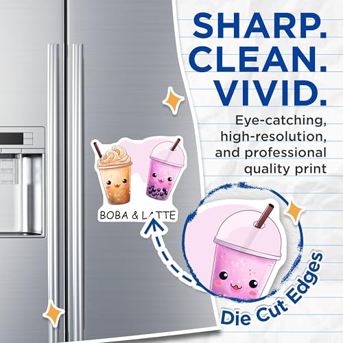 (2 Pack) Kawaii Boba and Latte Magnets - Fun Kitchen Decor - 5" On Longest Side - for Cars, Fridges, Toolboxes - Made in USA - MAG7744