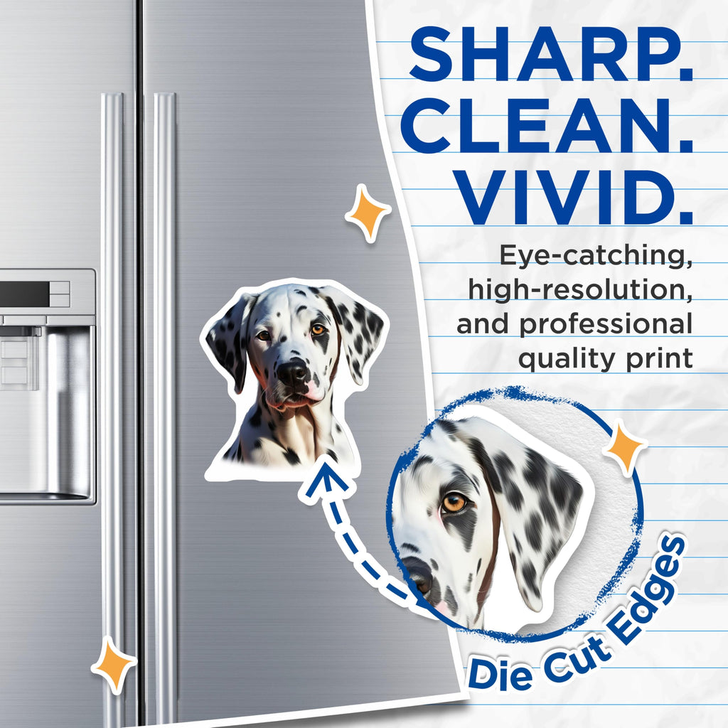 (2 Pack) Dalmatian Dog Magnets - Black White Spotted Puppy Decor - Animal Lover Pet Portrait Magnet - 5 Inches On Longest Side - Thick Durable Magnet - Made in USA - MAG24625