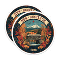 (2 Pack) New Hampshire Magnets - Covered Bridge Art - Autumn Landscape Decor - 5" On Longest Side - Premium Magnet - for Cars, Refrigerators, Toolboxes, Lockers - Made in USA - MAG15664