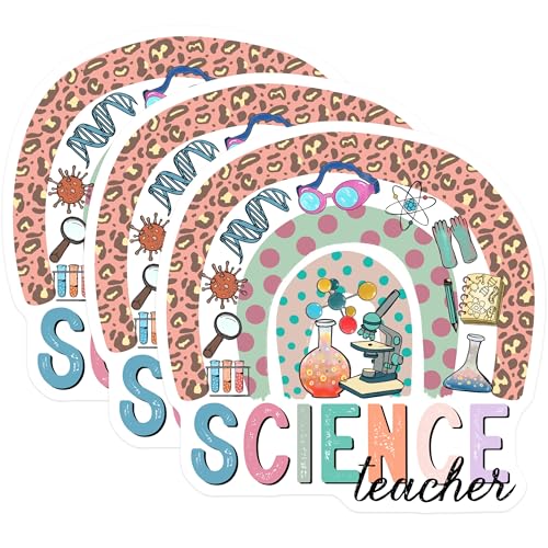 (3 Pack) Science Teacher Decals - Rainbow Science - Teacher Decals - 3 Inches On Longest Side - Easy Peel & Apply - Made in USA - 3MCS4588