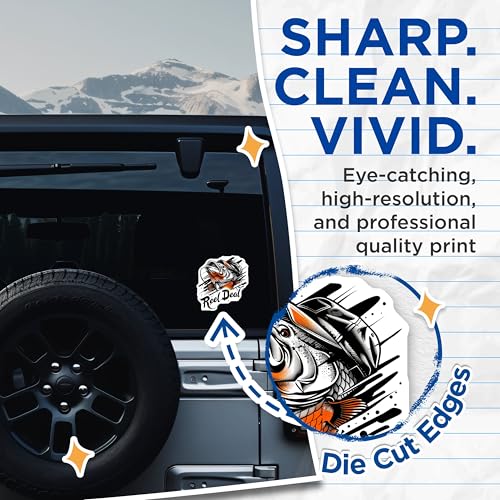 (2 Pack) Reel Deal Stickers - Fishing Enthusiast Stickers - Outdoor Adventure Stickers - 5" On Longest Side - Sticks to Any Smooth Flat Surface - Made in USA - BMCS3554