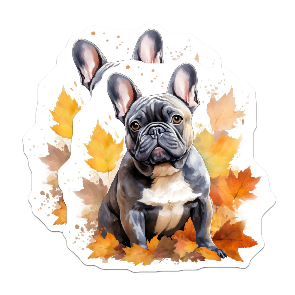 (2 Pack) French Bulldog Fall Decor Magnets - Frenchie Dog Lover Accessory - Autumn Puppy Portrait Magnet Set - 5 Inches On Longest Side - Thick Durable Magnet - Made in USA - MAG28432