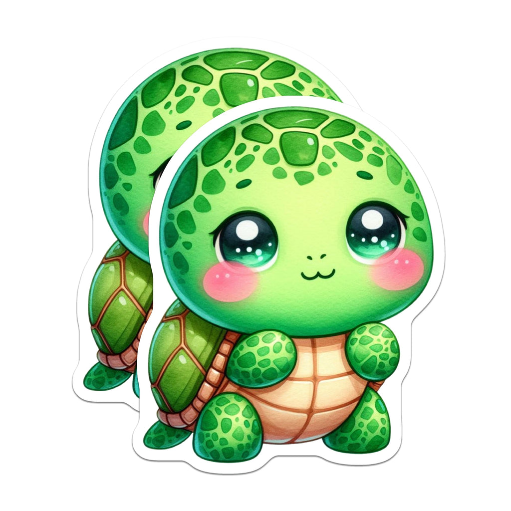(2 Pack) Cute Kawaii Turtle Magnets - Adorable Baby Animal Refrigerator Decor - Green Ocean Creature Magnetic Set - 5 Inches On Longest Side - Thick Durable Magnet - Made in USA - MAG22150