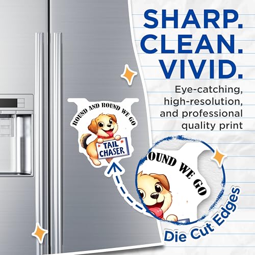 (2 Pack) Round and Round We Go Tail Chaser Magnets - Cute Dog Magnets - Fun Fridge Magnets for Kids - 5" On Longest Side - for Cars, Fridges, Toolboxes - Made in USA - MAG3735