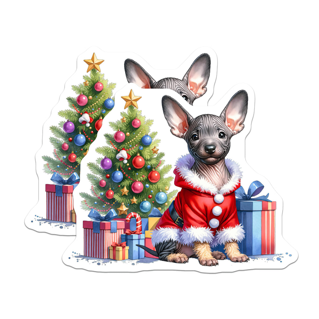 (2 Pack) Sphynx Dog Christmas Magnets - Santa Pet Holiday Decor - Animal Lover Refrigerator Decoration - 5 Inches On Longest Side - Thick Durable Magnet - Made in USA - MAG25255