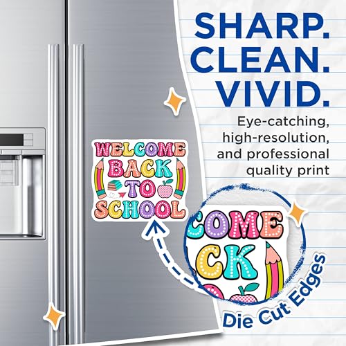 (2 Pack) Welcome Back to School Magnets Magnets - Classroom Decoration - Teacher Supplies - 5" On Longest Side - Made in USA - Sticks to Refrigerators & Metal Surfaces - MAG9127