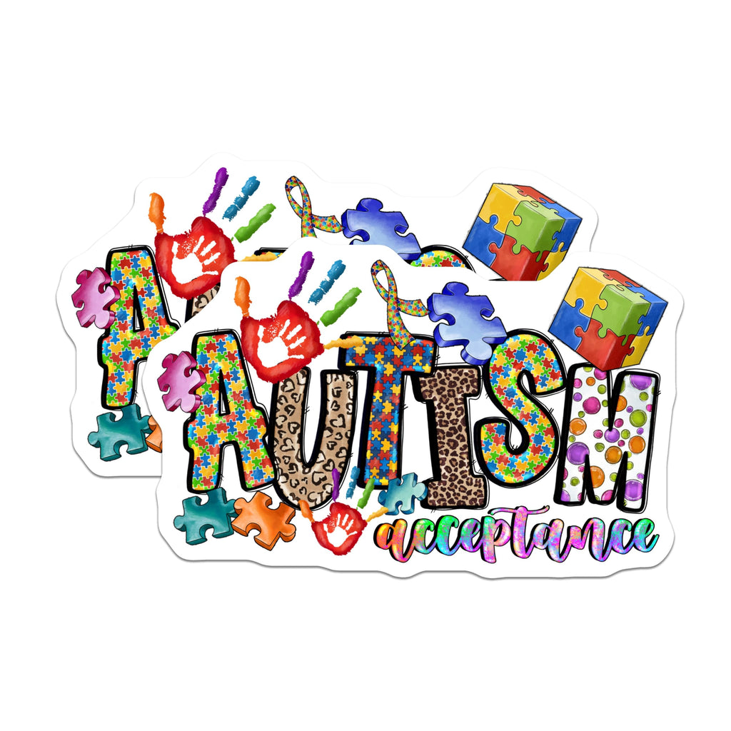 (2 Pack) Autism Acceptance Magnets - Neurodiversity Support - Puzzle Piece Awareness - 5 Inches On Longest Side - Thick Durable Magnet - Made in USA - MAG29945