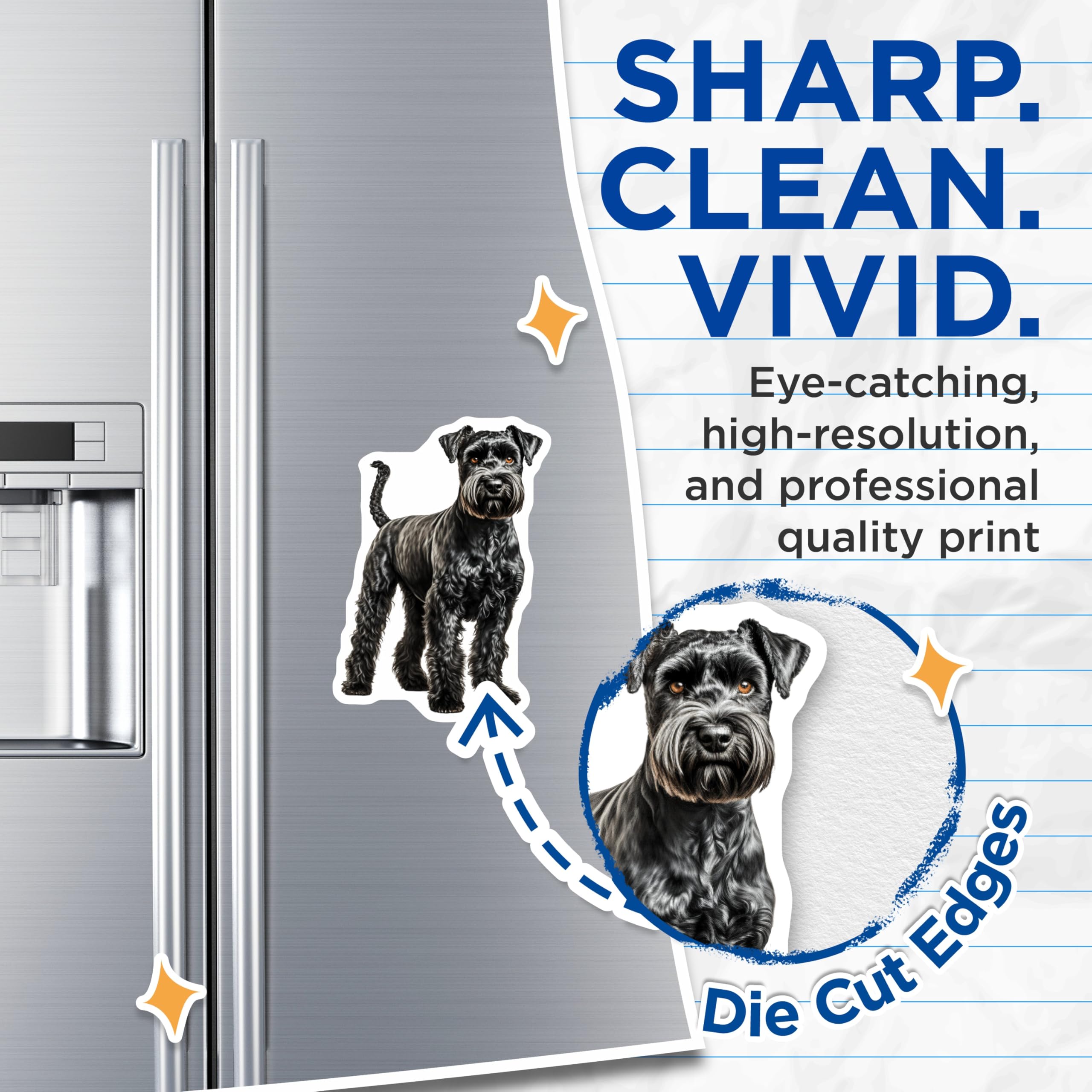 (2 Pack) Miniature Schnauzer Magnets - Black Schnauzer Dog Art - Dog Owner Kitchen Decor - 5 Inches On Longest Side - Thick Durable Magnet - Made in USA - MAG26206
