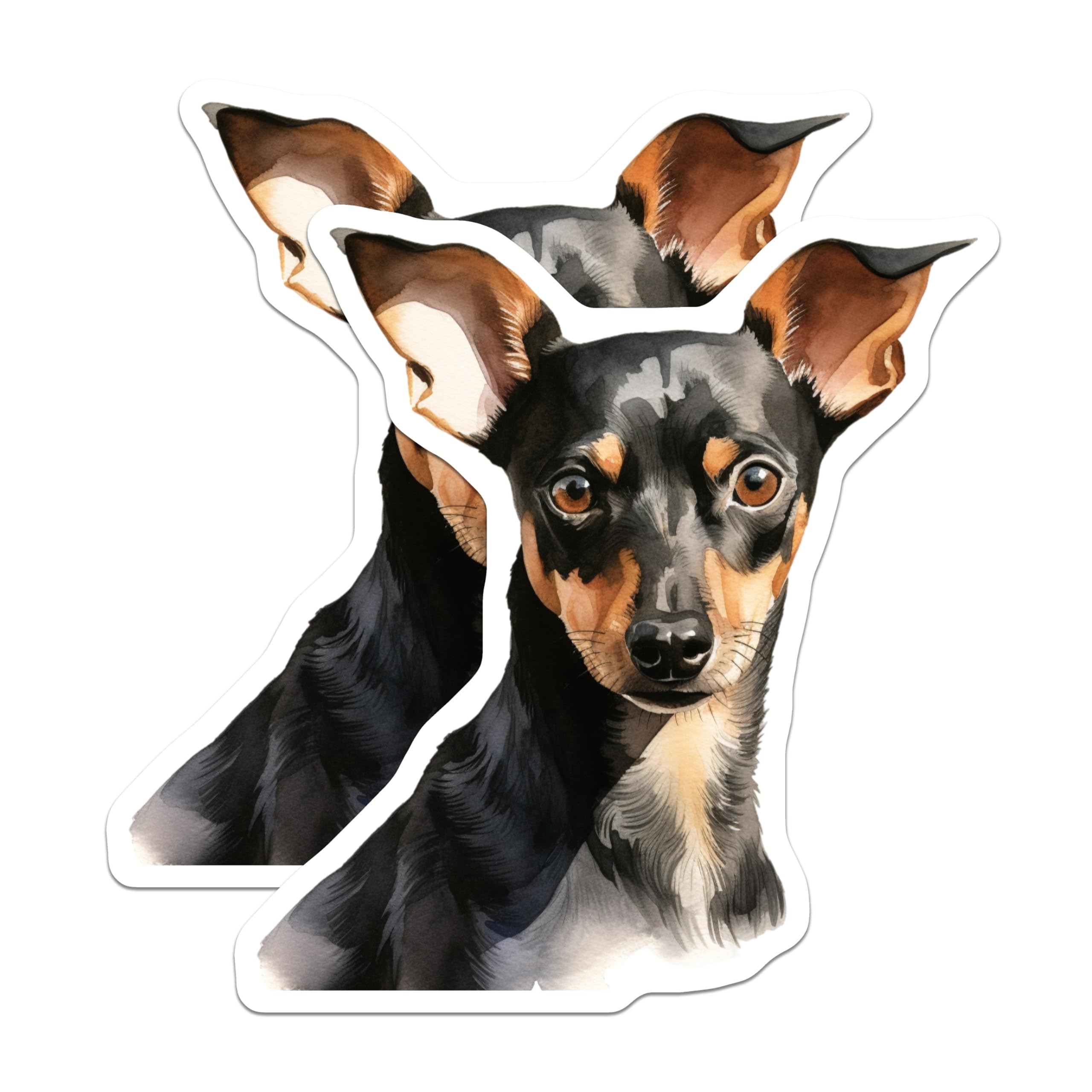 (2 Pack) Miniature Pinscher Magnets - Dog Lover Decor - Pet Portrait Art Magnets - 5 Inches On Longest Side - Thick Durable Magnet - Made in USA - MAG28287