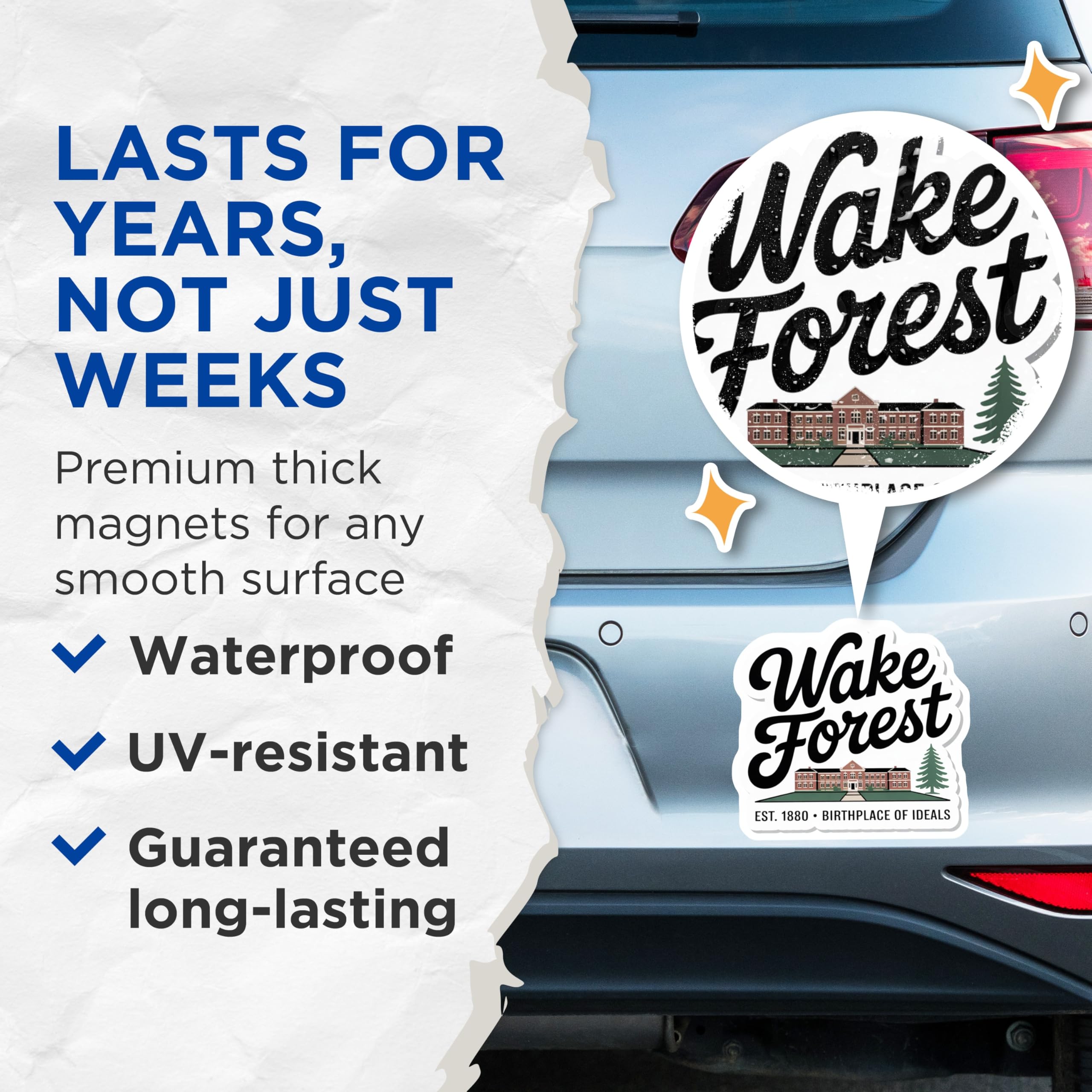 (2 Pack) Wake Forest Magnets - University College Decor - Decorative Dorm Fridge Magnets - 5" On Longest Side - Premium Magnet - for Cars, Refrigerators, Toolboxes, Lockers - Made in USA - MAG18633