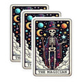 (3 Pack) Magician Tarot Card Decals - Skeleton Magician - Occult Stickers - 3 Inches On Longest Side - Easy Peel & Apply - Made in USA - 3MCS4217