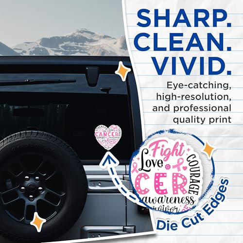 (2 Packs) Breast Cancer Support Stickers - Breast Cancer Awareness Decals - 5 Inches On Longest Side - Premium Vinyl Decal - Sticks to Any Smooth Flat Surface - Made in USA - BMCS2446