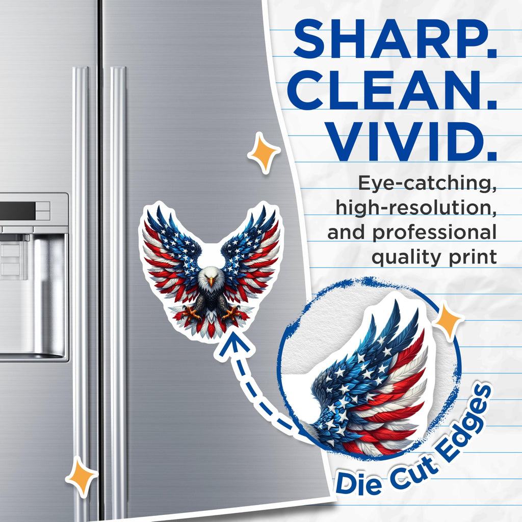 (2 Pack) American Eagle Magnets - Patriotic USA Flag Art - Independence Day Decor - 5 Inches On Longest Side - Thick Durable Magnet - Made in USA - MAG21020