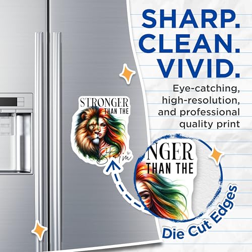 (2 Pack) Stronger Than The Storm Magnets Magnets - Lion Magnet - Animal Art Magnet for Fridge - 5" On Longest Side - Made in USA - Sticks to Refrigerators & Metal Surfaces - MAG9237