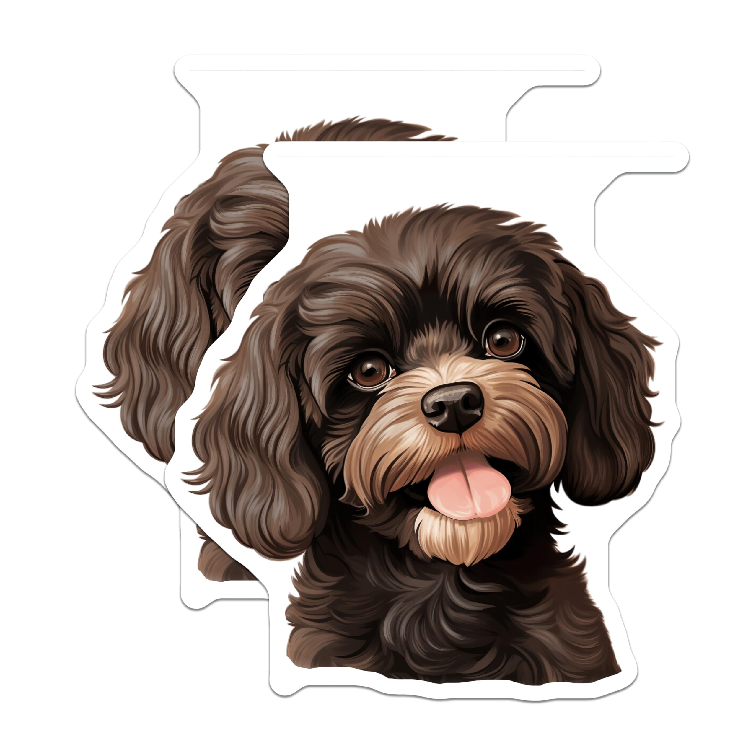 (2 Pack) Cute Doodle Dog Magnets - Puppy Face - Dog Mom Decor - 5 Inches On Longest Side - Thick Durable Magnet - Made in USA - MAG29832