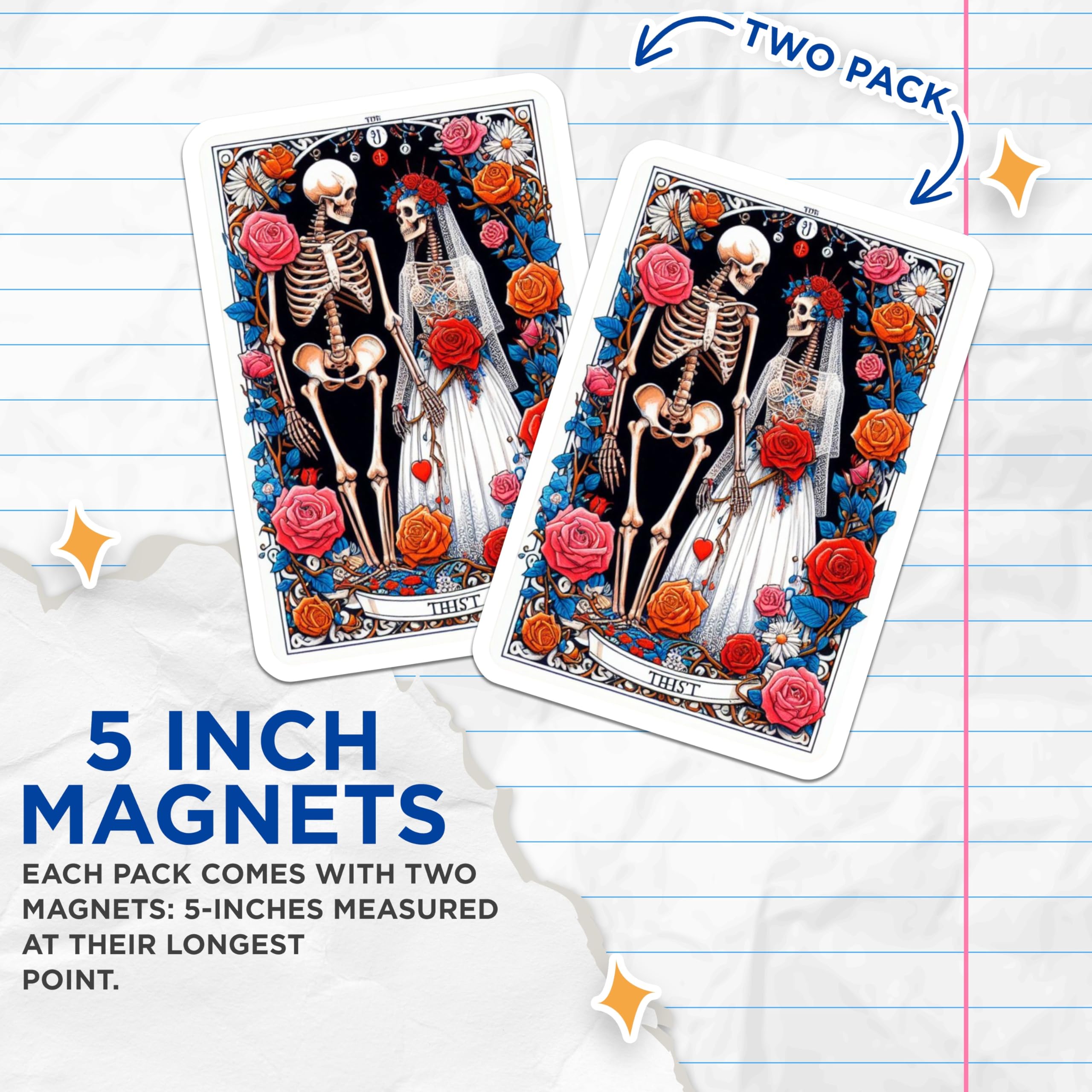 (2 Pack) Skeleton Wedding Magnets - Gothic Romance Couple - Day of the Dead Art Decor - 5 Inches On Longest Side - Thick Durable Magnet - Made in USA - MAG20279
