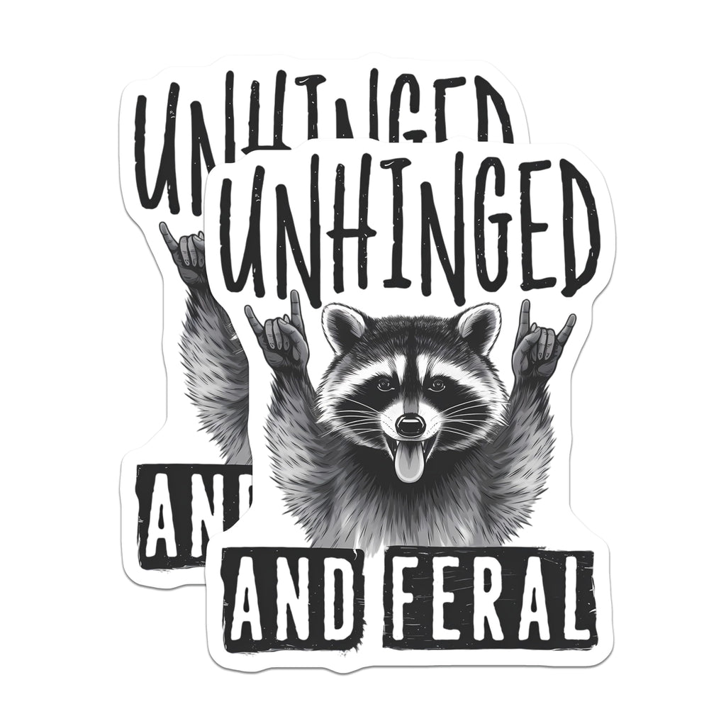 (2 Pack) Unhinged Raccoon Magnets - Feral Animal Decor - Rock and Roll Trash Panda - Refrigerator Locker Funny Magnetic - 5 Inches On Longest Side - Thick Durable Magnet - Made in USA - MAG22145