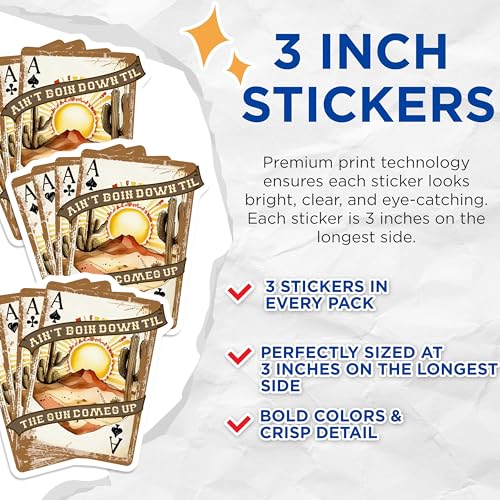(3 Pack) Ace Playing Card Decals - Desert Scene Decal - Laptop Decal - 3 Inches On Longest Side - Easy Peel & Apply - Made in USA - 3MCS7816