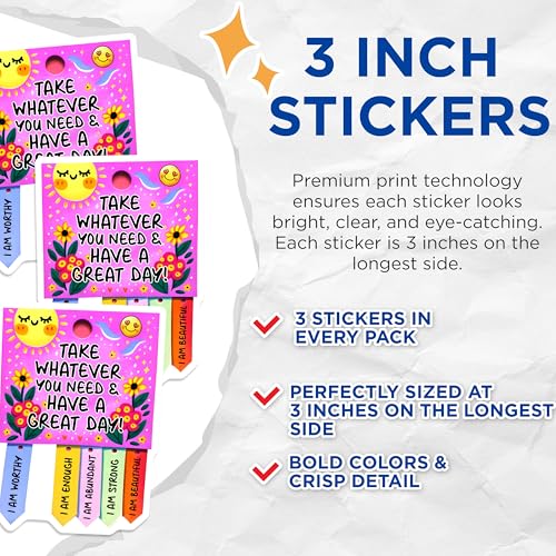 (3 Pack) Affirmation Decals - Positive Sayings - Laptop Decal - 3 Inches On Longest Side - Easy Peel & Apply - Made in USA - 3MCS6266