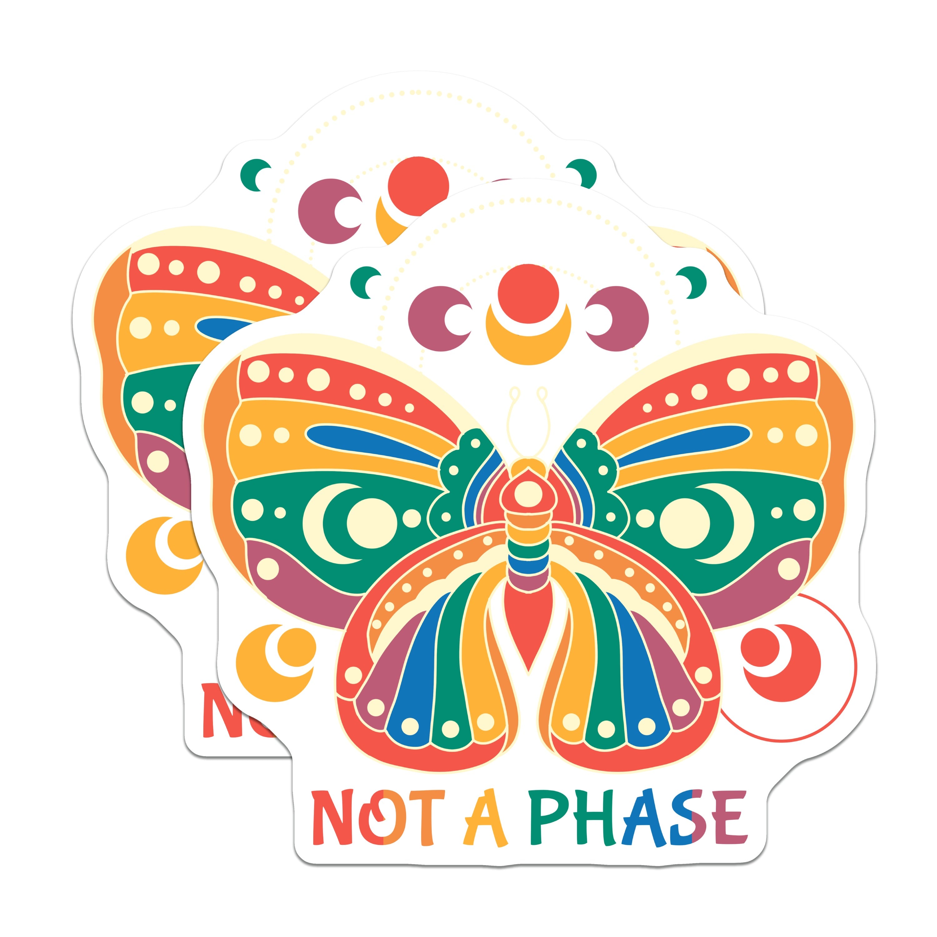 (2 Pack) Not A Phase Magnets - Rainbow Butterfly - Celestial Boho Decor - 5 Inches On Longest Side - Thick Durable Magnet - Made in USA - MAG38431