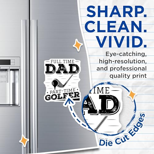 (2 Pack) Full Time Dad Part-Time Golfer Magnets - Funny Dad Magnet - Father's Day Magnet Gift for Dad - 5" On Longest Side - for Cars, Fridges, Toolboxes - Made in USA - MAG4152