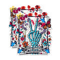(2 Pack) Good Energy is Contagious Magnets - Flower Skeleton Hand - Positive Vibes Butterfly Flower Artwork - 5" On Longest Side - for Fridges, Toolboxes, Cars - Made in USA - MAG2568