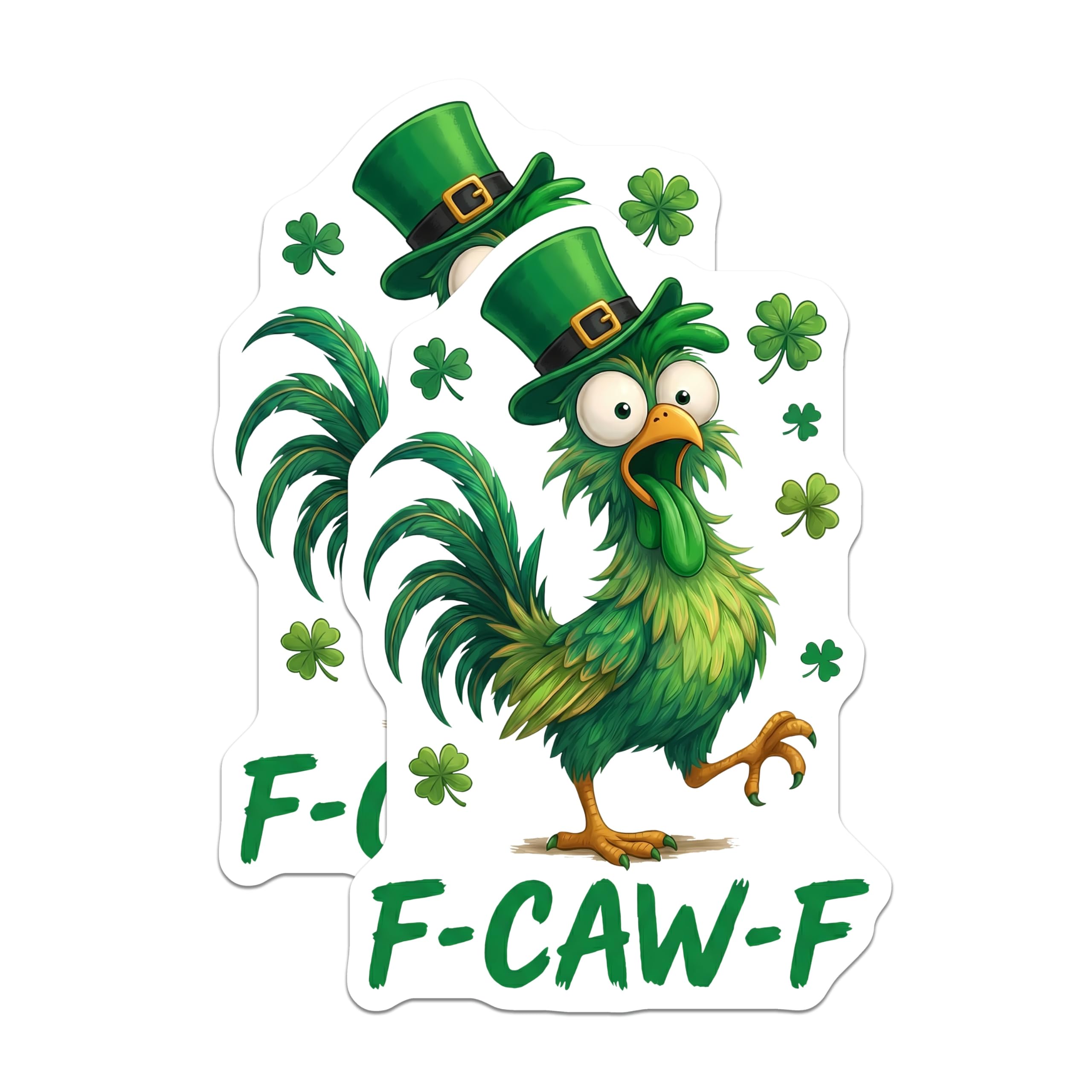 (2 Pack) St Patricks Day Chicken Magnets - Irish Funny - FCawF Pun Refrigerator Decor - 5" On Longest Side - Premium Magnet - for Cars, Refrigerators, Toolboxes, Lockers - Made in USA - MAG14200