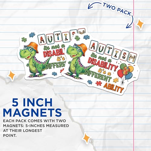 (2 Pack) Inspirational Quotes Magnet - Dinosaur Decor - 5" On Longest Side - Sticks to Smooth Flat Surfaces - Made in USA - MAG9698