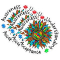 (3 Pack) Autism Awareness Decals - Sunflower Autism Puzzle Piece - Understanding Acceptance Stickers - 3 Inches On Longest Side - Easy Peel & Apply - Made in USA - 3MCS1638
