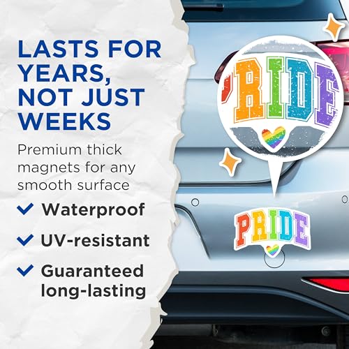 (2 Pack) Pride Rainbow Magnets - LGBTQ Pride Magnets - Colorful Pride Heart Magnet Set - 5" On Longest Side - for Cars, Refrigerators, Toolboxes, Lockers - Made in USA MAG3545
