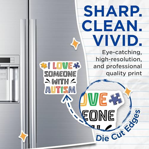 (2 Pack) I Love Someone with Autism Magnets Magnets - Puzzle Piece Design - Autism Awareness - 5" On Longest Side - Made in USA - Sticks to Refrigerators & Metal Surfaces - MAG8432