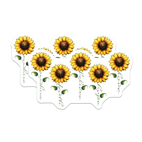 (2 Pack) Sunflower Inspirational Stickers - Motivational Words - Bright Floral Decals - 5" On Longest Side - Sticks to Smooth Flat Surfaces - Made in USA - BMCS7991