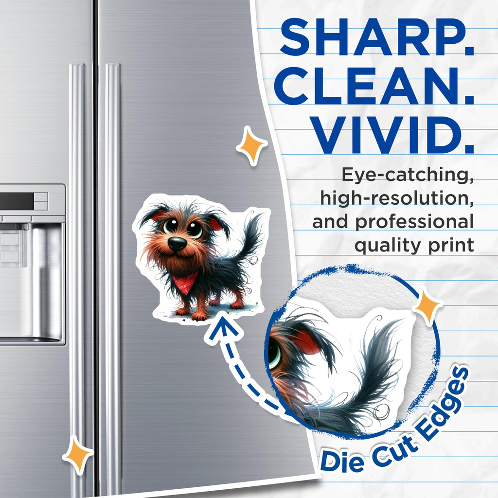 (2 Pack) Cute Dog Magnets - Shaggy Terrier Art - Dog Mom Locker Decor - 5 Inches On Longest Side - Thick Durable Magnet - Made in USA - MAG29088