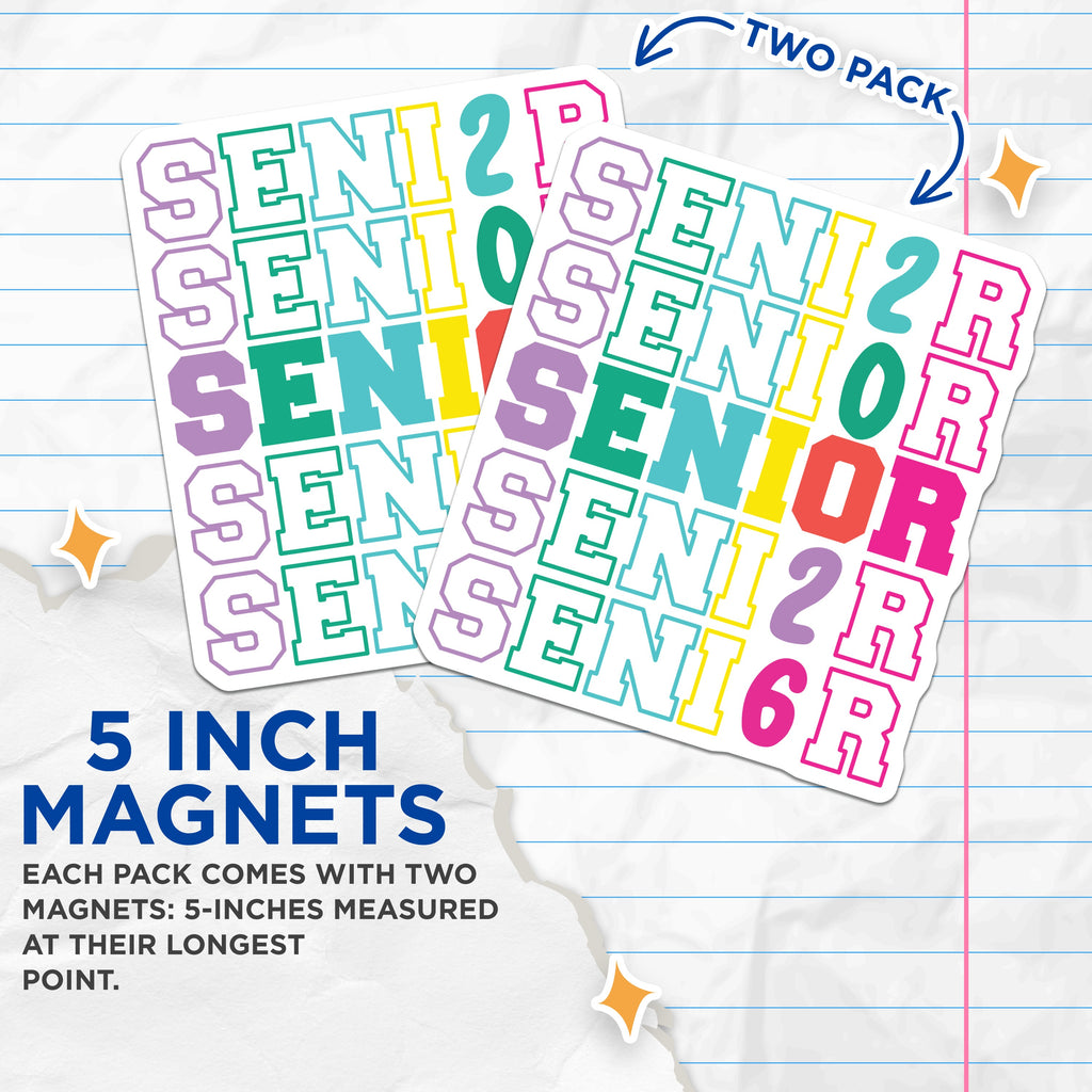 (2 Pack) Senior Magnets - Graduation Year Celebration - High School College Graduate Decor - 5 Inches On Longest Side - Thick Durable Magnet - Made in USA - MAG38535
