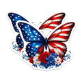 (2 Pack) American Flag Butterfly Magnets - Patriotic Red White Blue Flowers - Independence Day Refrigerator Decoration - 5 Inches On Longest Side - Thick Durable Magnet - Made in USA - MAG23166