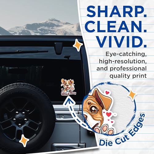 (2 Packs) I Woof You Dog Breed Stickers - I Woof You Cute Dog Decals - 5 Inches On Longest Side - Premium Vinyl Decal - Sticks to Any Smooth Flat Surface - Made in USA - BMCS2364