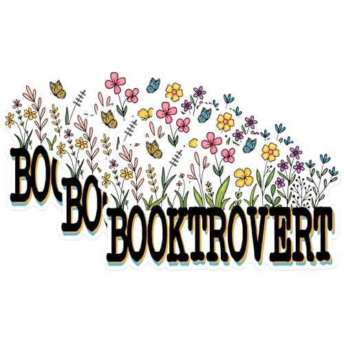 (3 Pack) Booktrovert Decals - Floral Reader Stickers - Book Lover Laptop Decals - 3 Inches On Longest Side - Easy Peel & Apply - Made in USA - 3MCS1659