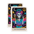 (2 Pack) Peacekeeper Sugar Skull Magnets - Tarot Card Celestial Artwork - Hippie Peace Balance Symbolism Decor - 5 Inches On Longest Side - Thick Durable Magnet - Made in USA - MAG21129
