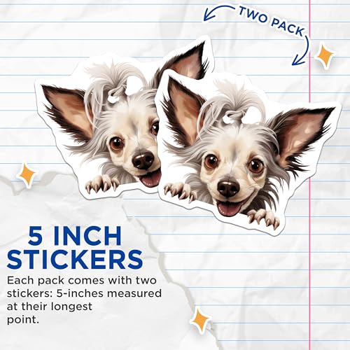 (2 Pack) Cute Dog Stickers - Adorable Puppy - Pet Lover Decal - 5" On Longest Side - Sticks to Smooth Flat Surfaces - Made in USA - BMCS9930
