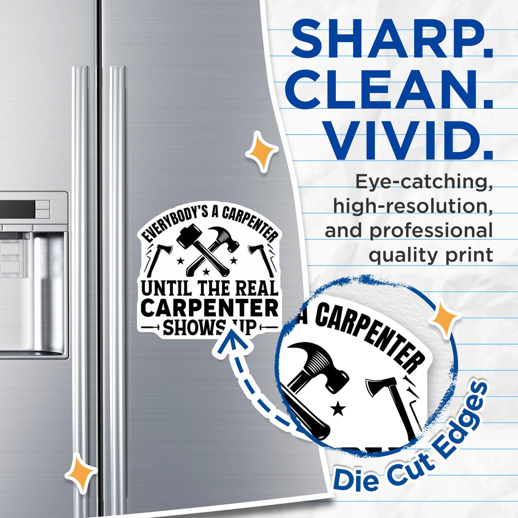 (2 Pack) Carpenter Humor Magnets - Woodworking Tools Decor - Funny Builder Quote Display - 5 Inches On Longest Side - Thick Durable Magnet - Made in USA - MAG21384