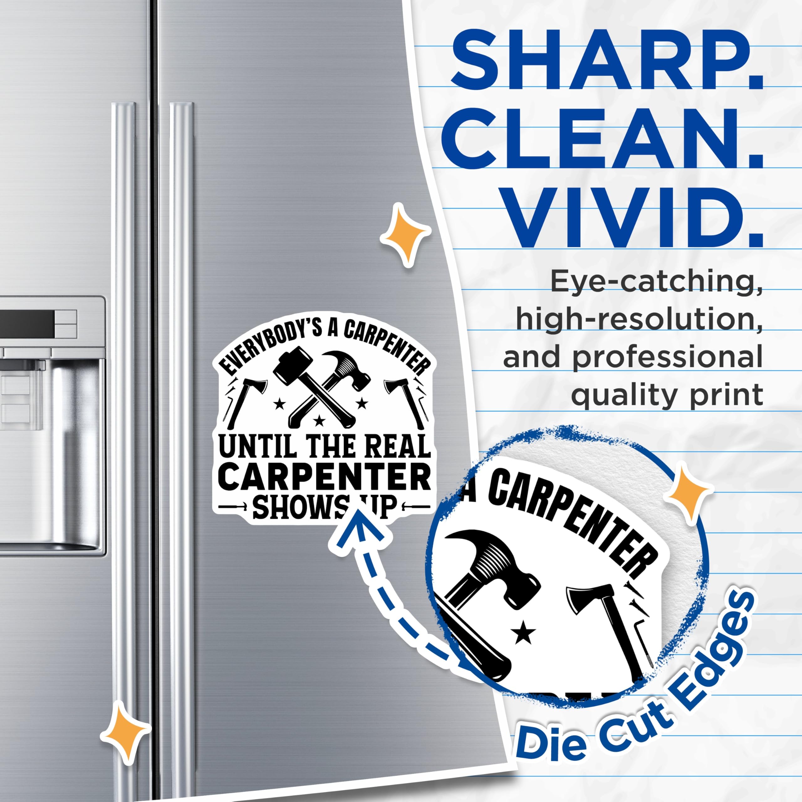 (2 Pack) Carpenter Humor Magnets - Woodworking Tools Decor - Funny Builder Quote Display - 5 Inches On Longest Side - Thick Durable Magnet - Made in USA - MAG21384