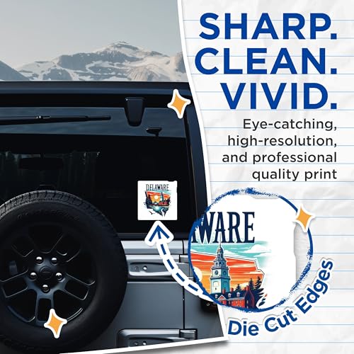 (2 Pack) Delaware Travel Decal Stickers - Scenic Delaware Landscape Stickers - State Souvenir Stickers - 5" On Longest Side - Sticks to Smooth Flat Surfaces - Made in USA - BMCS4824