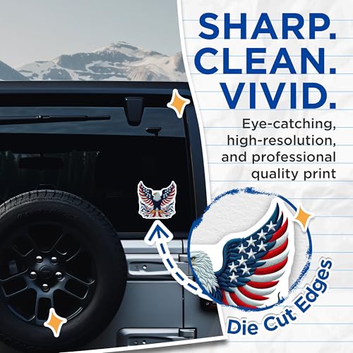 (2 Pack) American Eagle Stickers - Patriotic Bald Eagle - US Flag Inspired Decal - 5" On Longest Side - Sticks to Smooth Flat Surfaces - Made in USA - BMCS7110