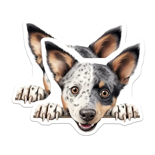 (2 Pack) Cute Dog Stickers - Animal Art - Pet Lover - 5" On Longest Side - Sticks to Smooth Flat Surfaces - Made in USA - BMCS9839