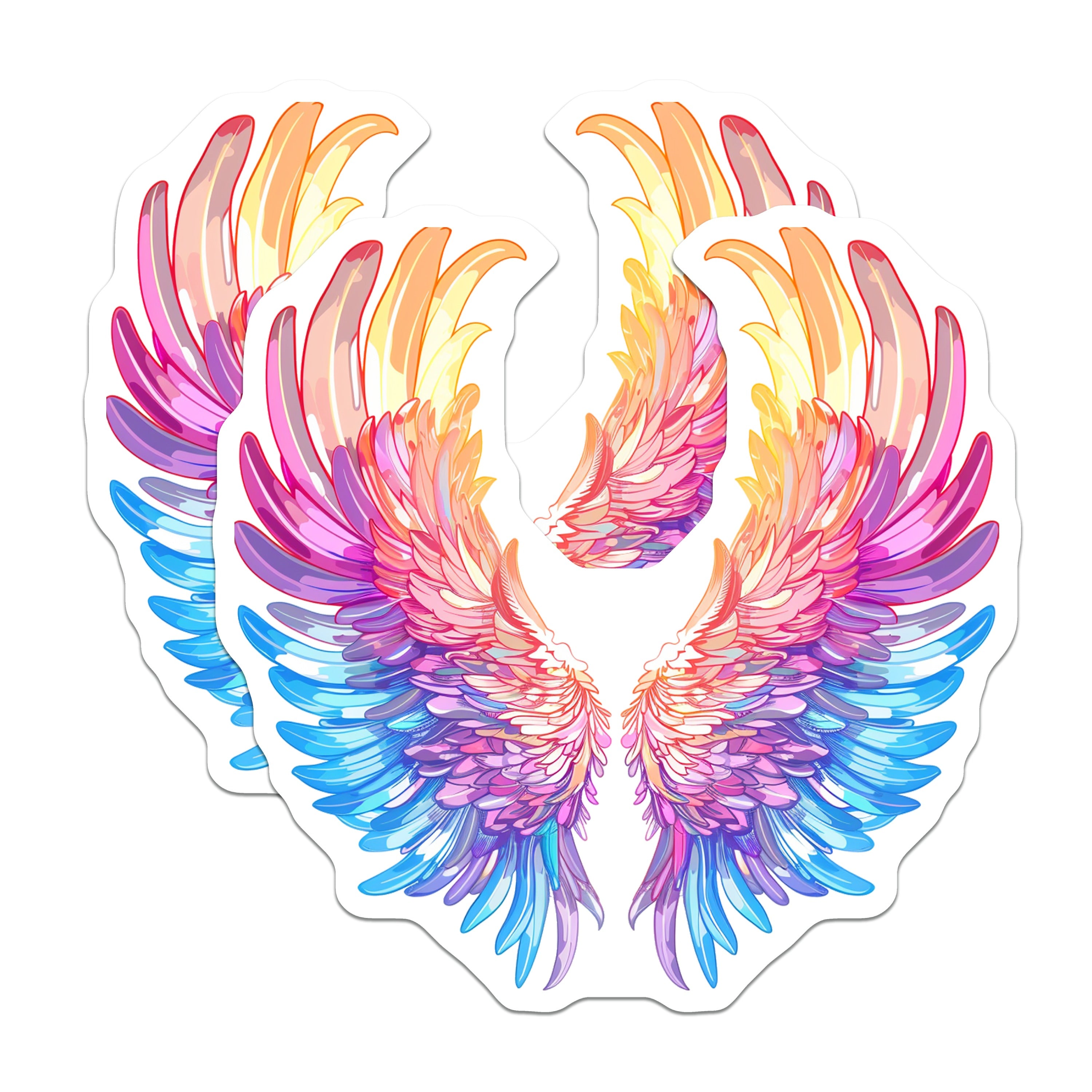 (2 Pack) Rainbow Wings Magnets - Fantasy Art Decor - Spiritual Home Accent - 5 Inches On Longest Side - Thick Durable Magnet - Made in USA - MAG38313