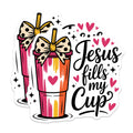 (2 Pack) Jesus Fills My Cup Magnets - Christian Faith Saying - Inspirational Religious Tumbler Decor - 5 Inches On Longest Side - Thick Durable Magnet - Made in USA - MAG21047
