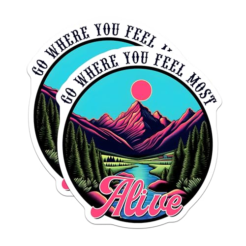 (2 Pack) Go Where You Feel Most Alive Magnets - Scenic Landscape Magnets - Inspirational Quote Magnets - 5" On Longest Side - for Cars, Refrigerators, Toolboxes, Lockers - Made in USA BMCS3265