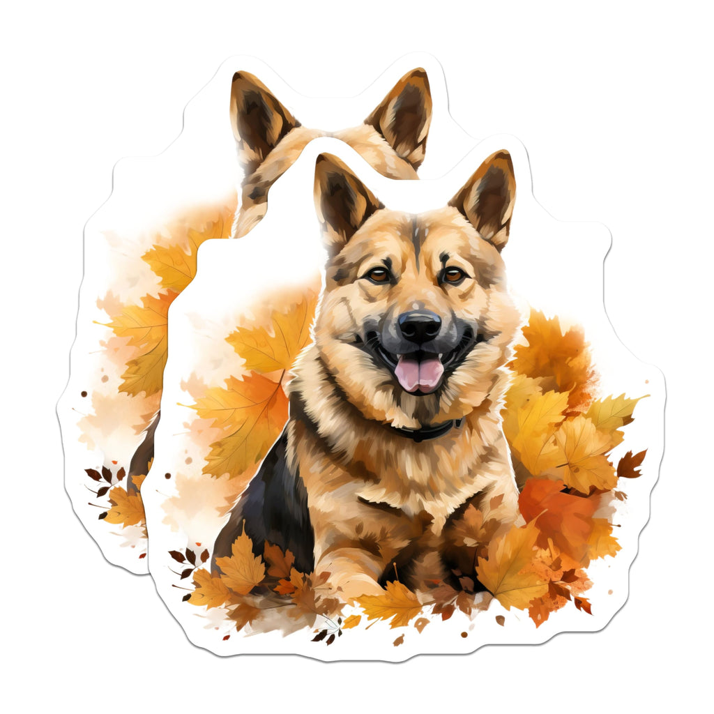 (2 Pack) German Shepherd Magnets - Autumn Dog Art - Happy Dog Lover Decor - 5 Inches On Longest Side - Thick Durable Magnet - Made in USA - MAG24292