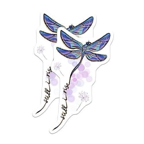 (2 Pack) Dragonfly Quote Stickers - Inspirational Stickers - Nature Art Stickers Watercolor - 5" On Longest Side - Sticks to Smooth Flat Surfaces - Made in USA - BMCS4192