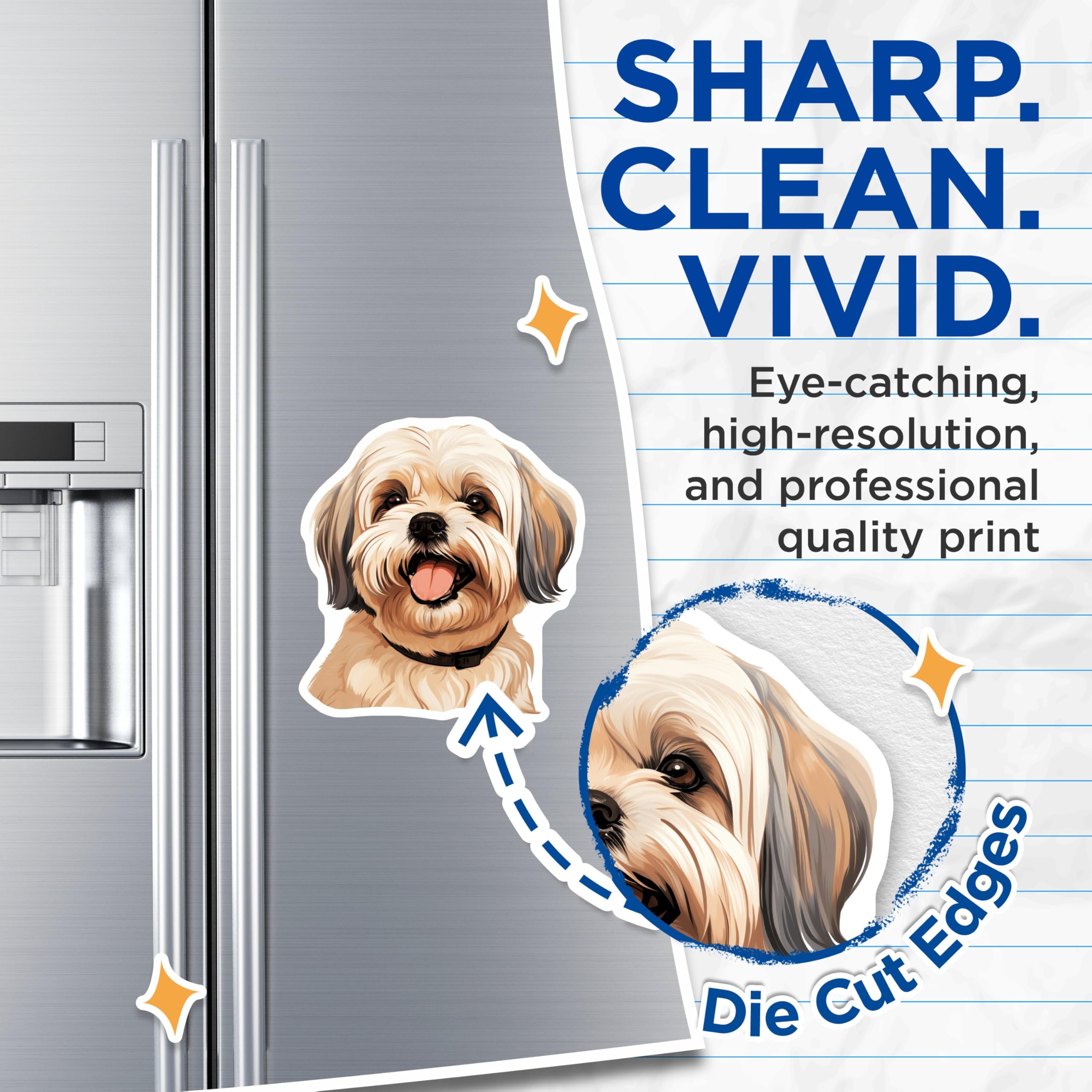 (2 Pack) Shih Tzu Dog Magnets - Cute Puppy Portrait Decor - Animal Lover Kitchen Refrigerator Art - 5 Inches On Longest Side - Thick Durable Magnet - Made in USA - MAG23570
